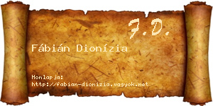 Fábián Dionízia névjegykártya